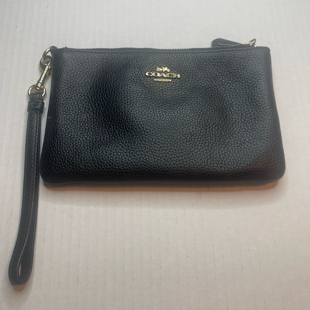 Coach Black Leather Wristlet